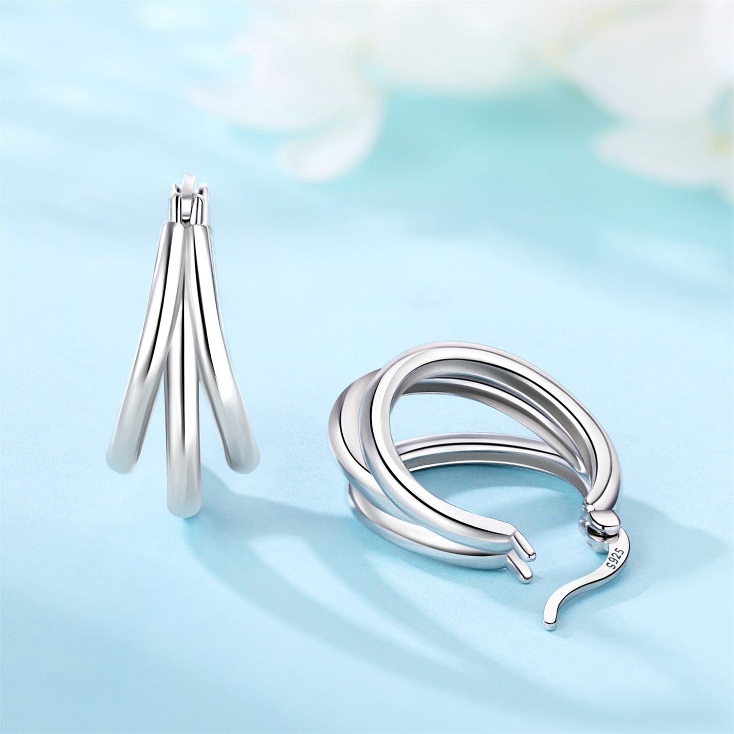 Triple Loop Classic Hoop Earrings