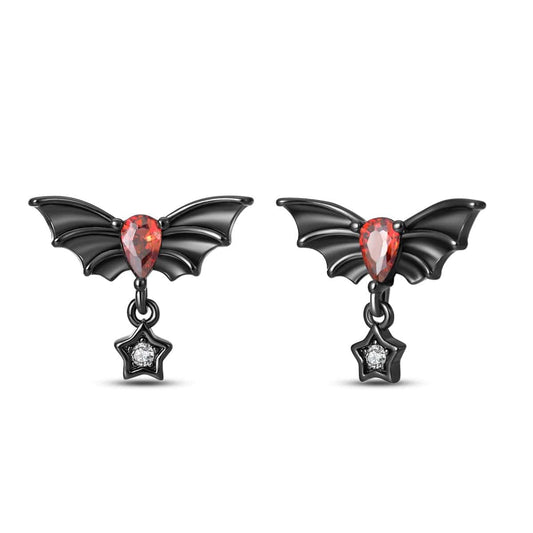 Twilight Bat Gemstone Drop Earrings