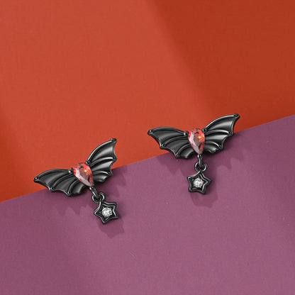 Twilight Bat Gemstone Drop Earrings