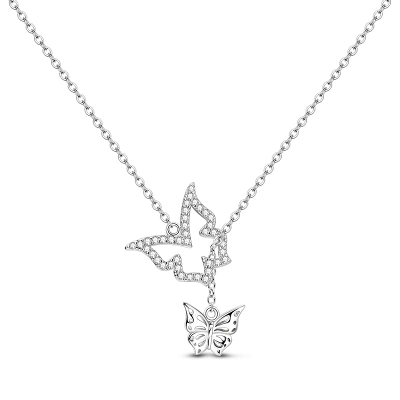 Dazzling Duo Butterfly Pendant Necklace