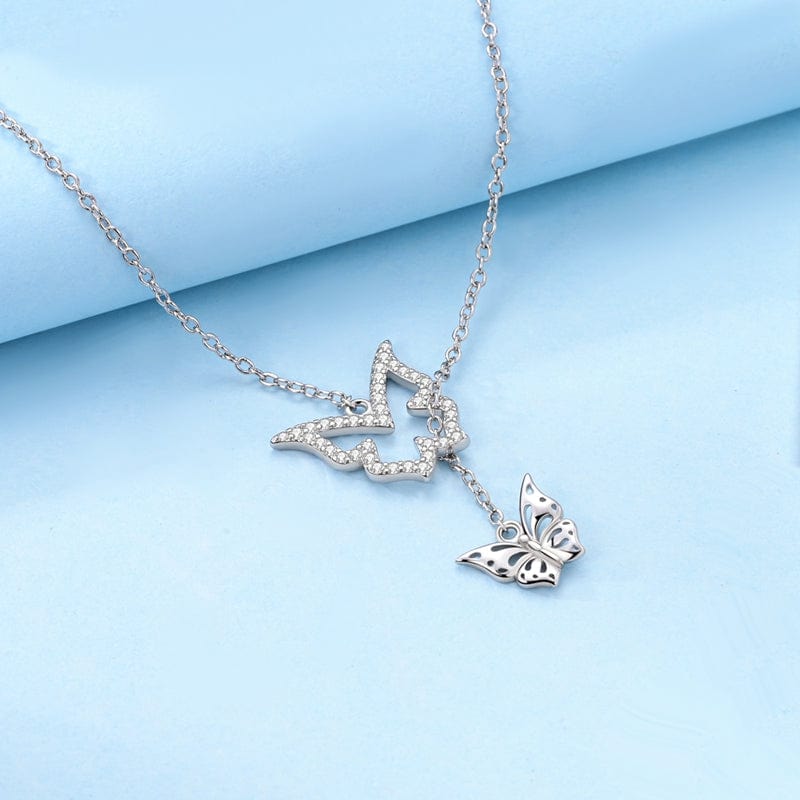 Dazzling Duo Butterfly Pendant Necklace