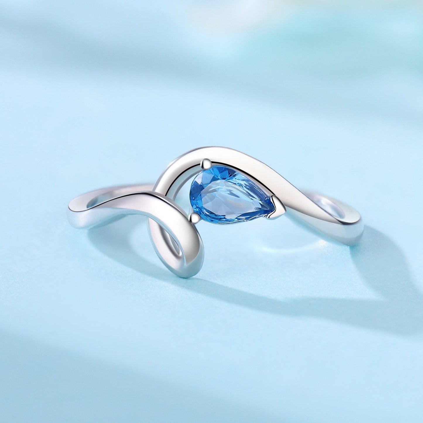 Blue Wave Twist Open Band Ring