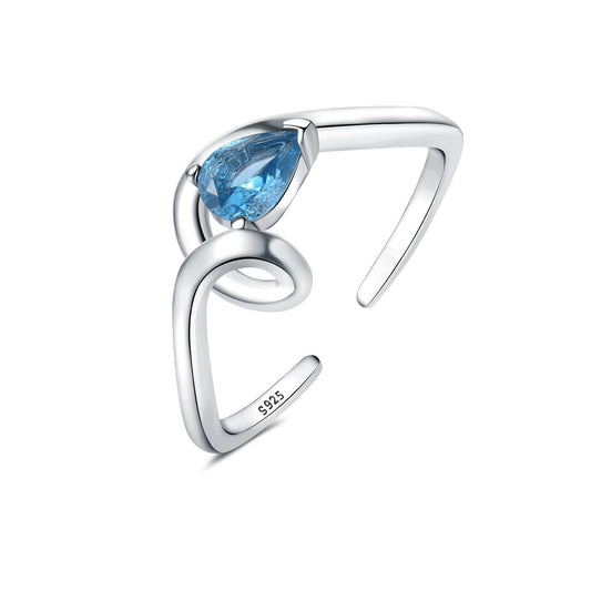 Blue Wave Twist Open Band Ring