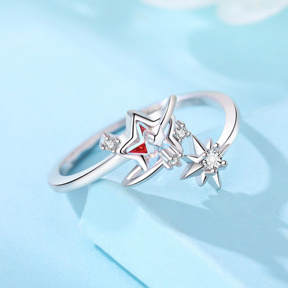 Celestial Star Duo Ring with Sparkling Details