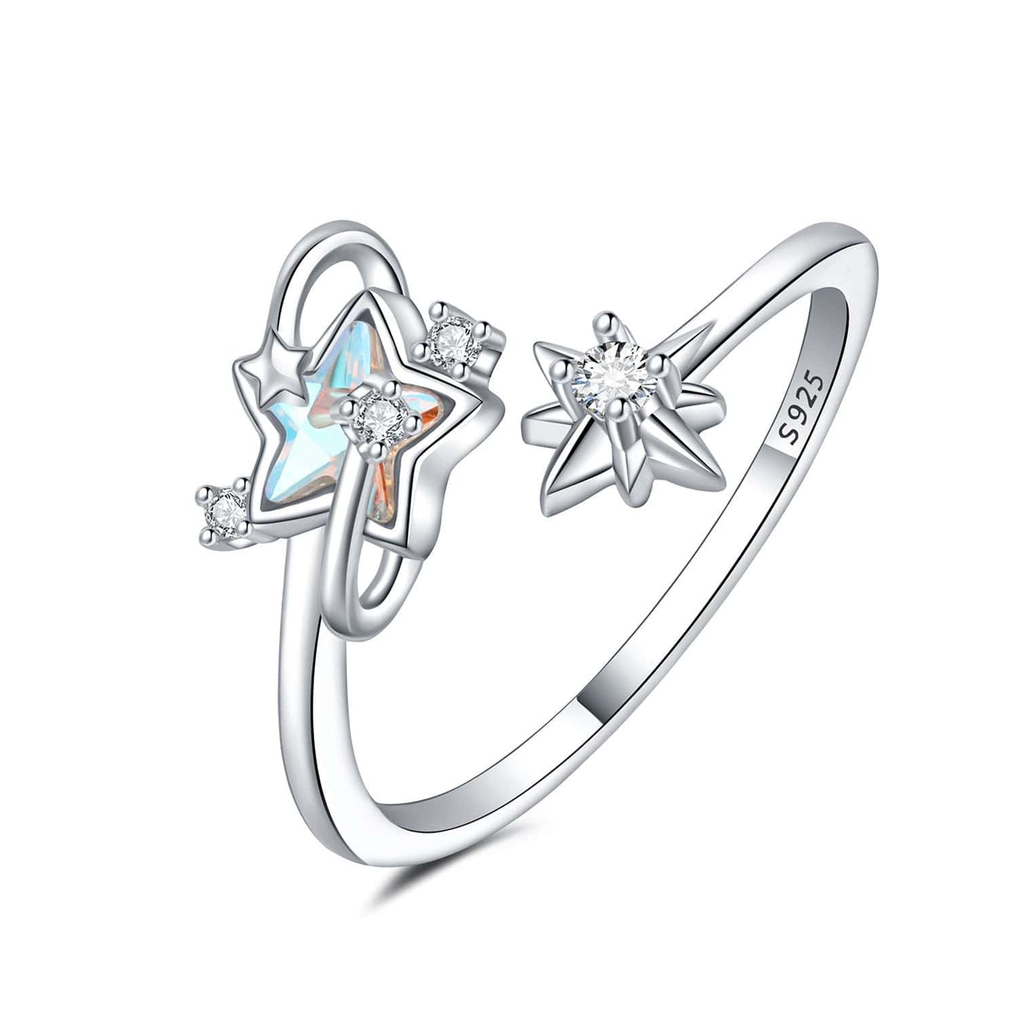 Celestial Star Duo Ring with Sparkling Details