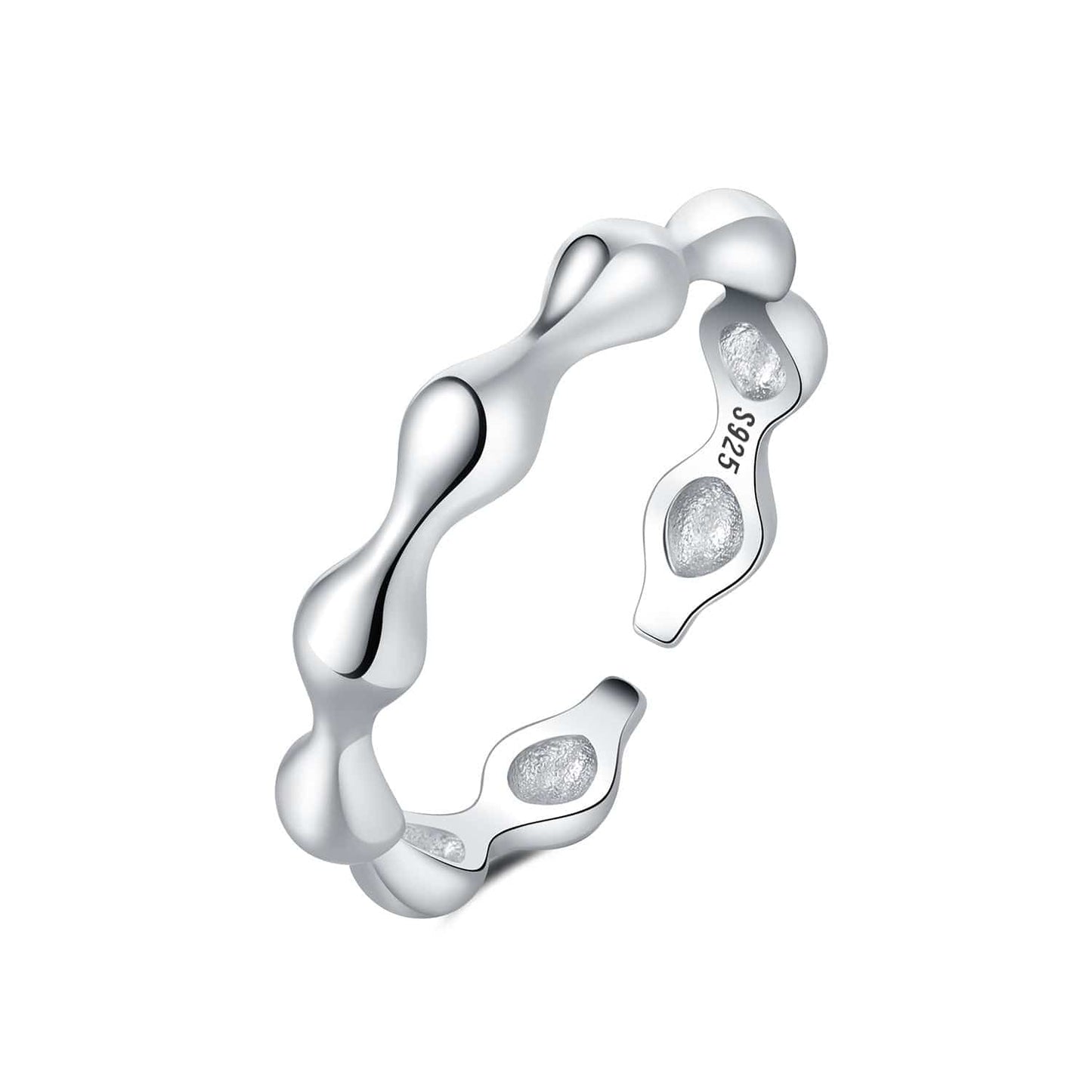 Elegant Ripple Sterling Silver Band