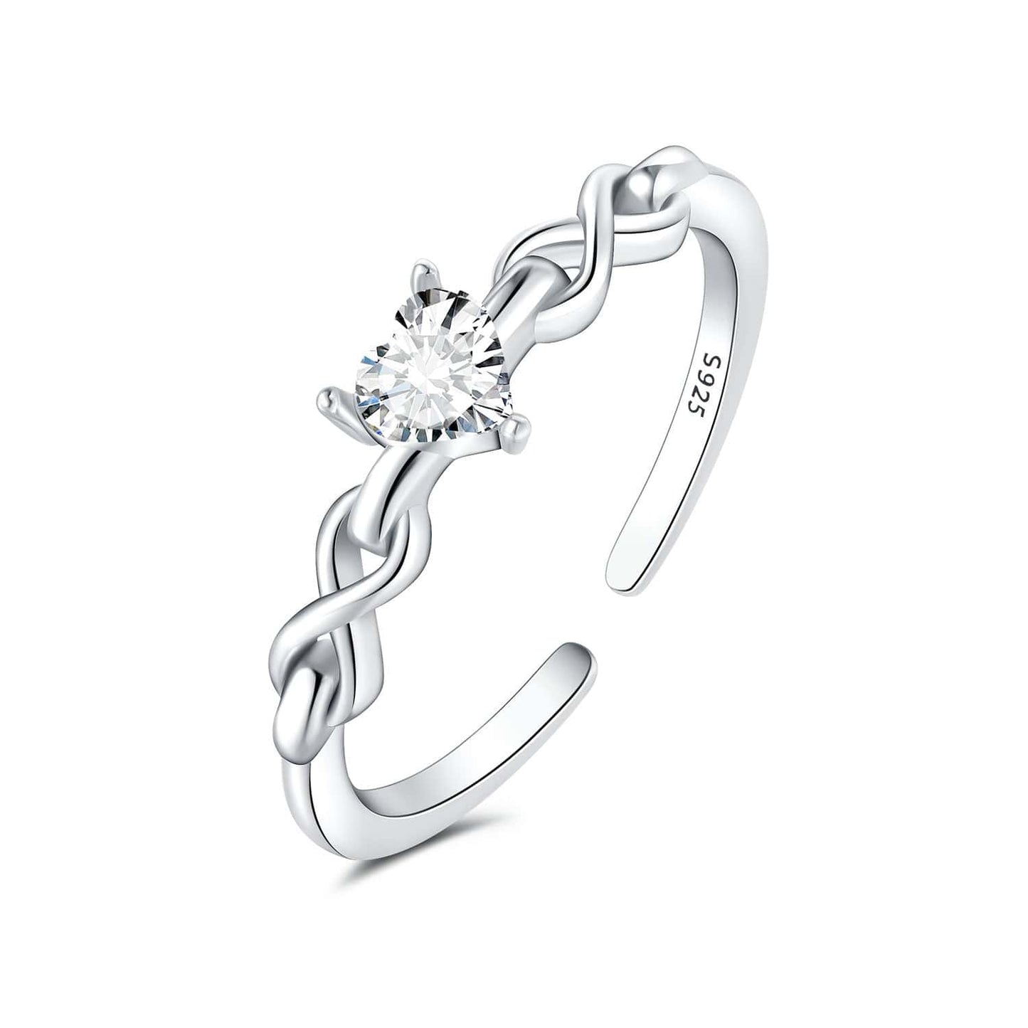 Eternal Heart Solitaire Adjustable Ring