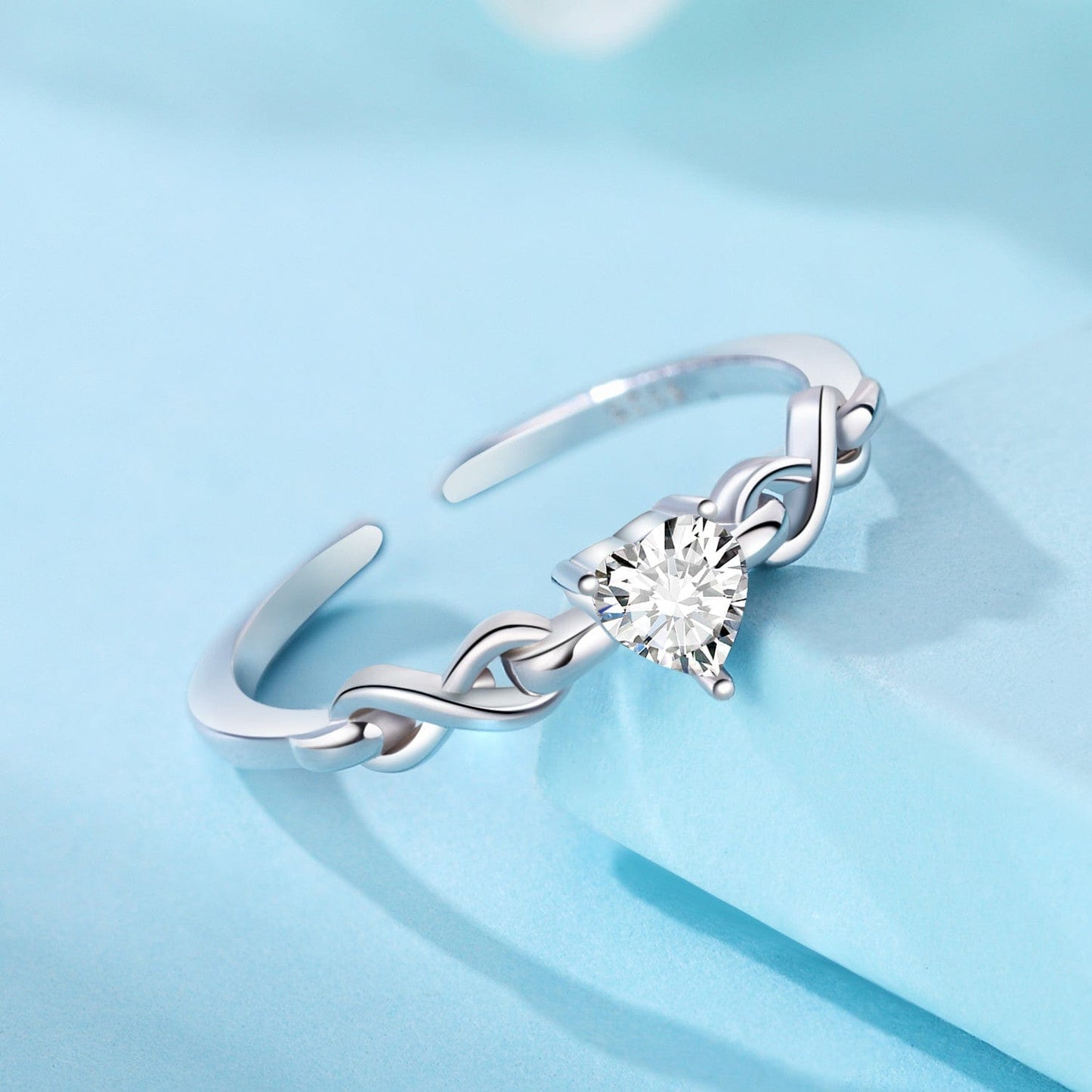 Eternal Heart Solitaire Adjustable Ring