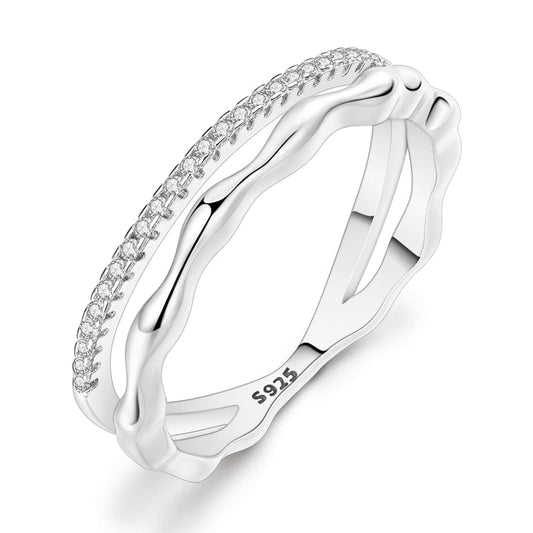 Twisted Flow Sparkling Sterling Silver Band