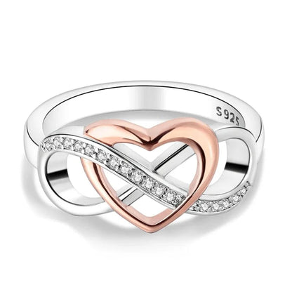 Two-Tone Heart Knot S925 Sterling Silver Ring